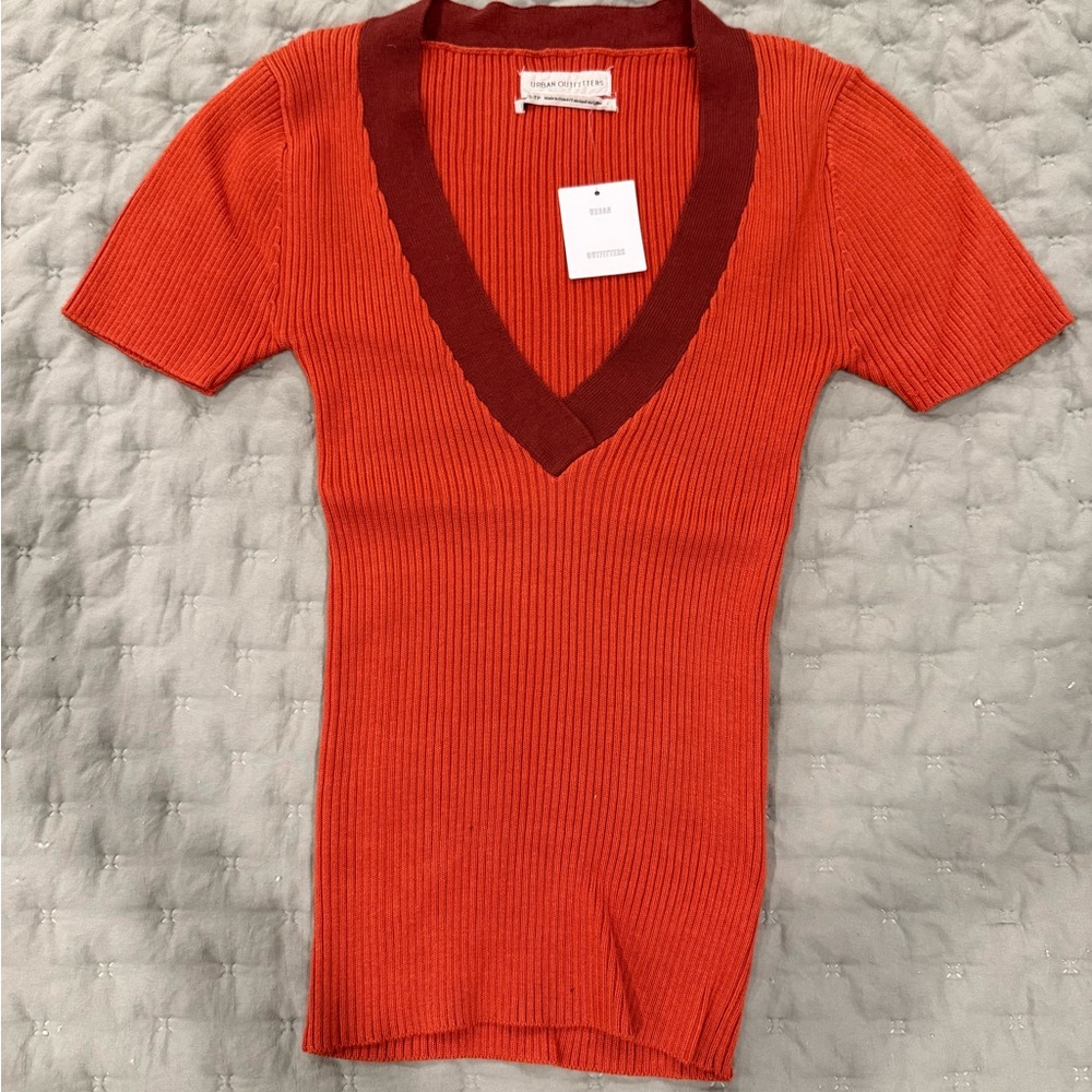Urban Outfitters Orange Ribbed Knit Sweater
